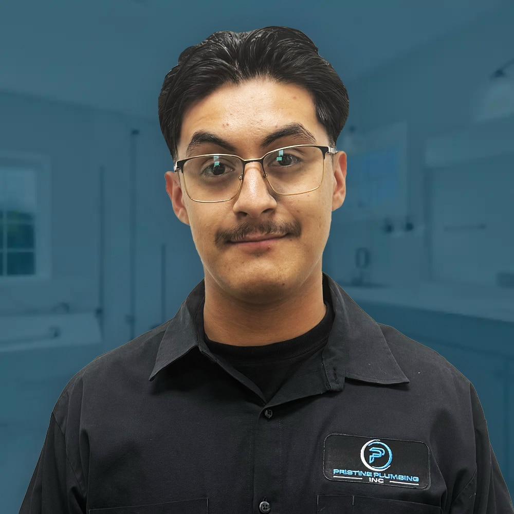 Derek Salgado, a plumbing apprentice with Pristine Plumbing, a plumbing company in Orange County.